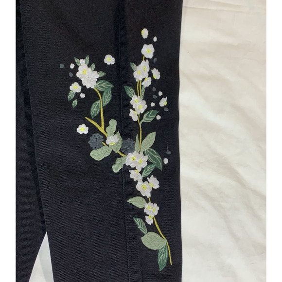 Missguided Women's Black Jeans Size 8 Floral Embroidery Cotton - Picture 3 of 12